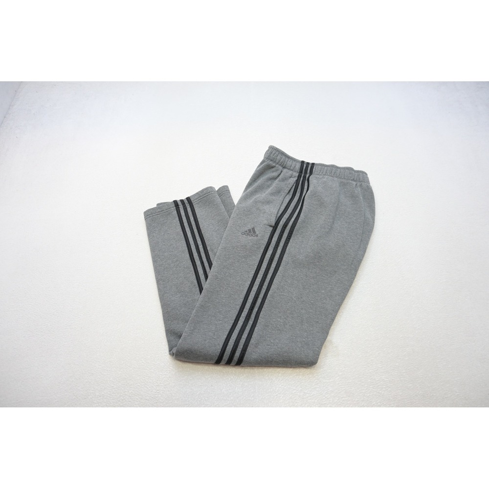 Adidas Athletic Pants Mens Medium Tall Gray 3-Stripe Straight Joggers Sweatpants